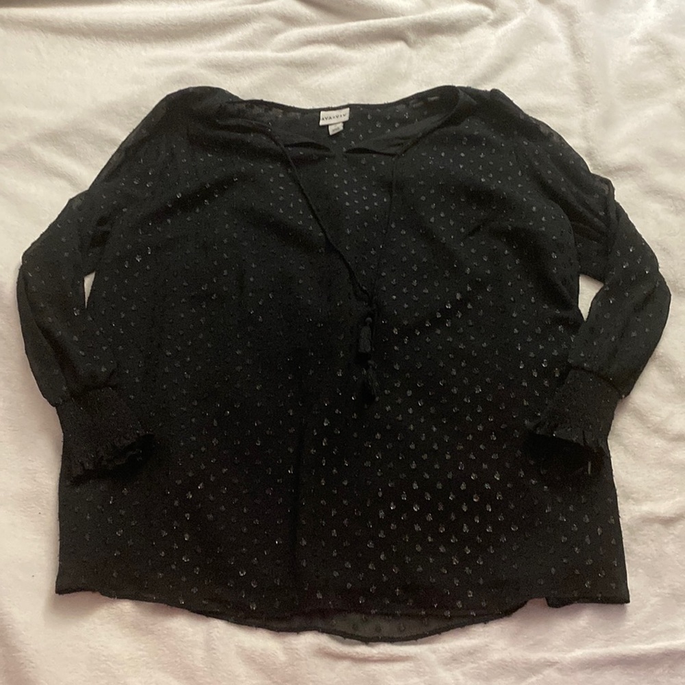 AVA & VIV Black Blouse; size: 1X